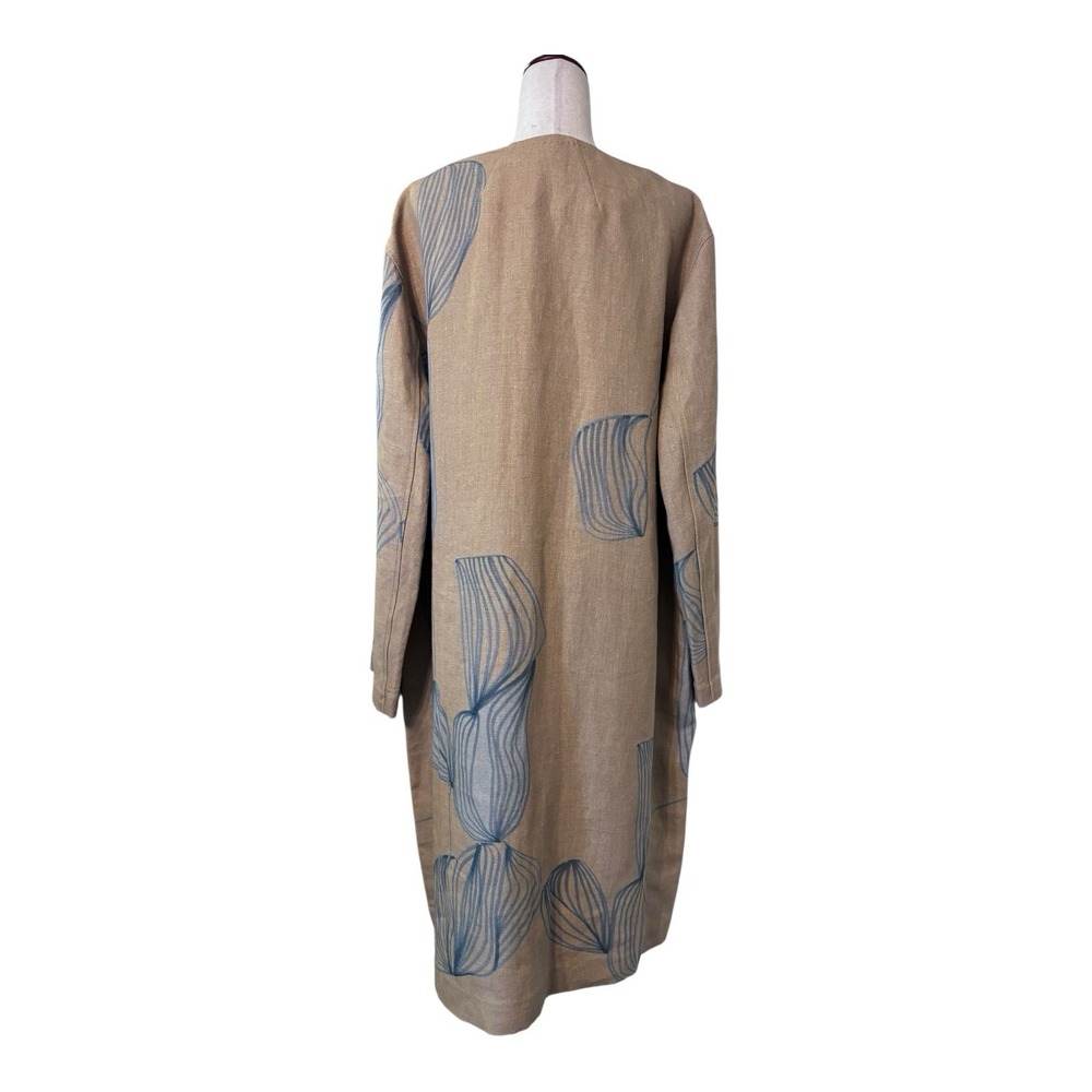 NWOT Lafayette 148 100% Linen Jacket 2XL Blue Khaki Brown $1,498 Leather Straps - Picture 4 of 9